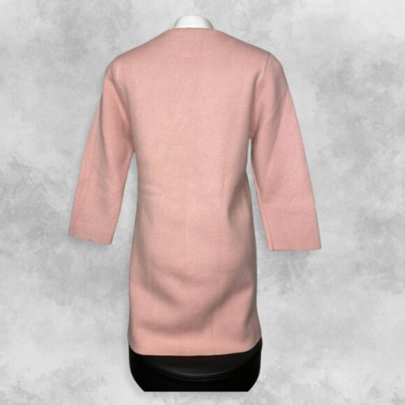 Pink Wool Blend Deer Appliqué 3/4 Sleeve Sweater Cozy Winter Tunic NWOT - Picture 4 of 16